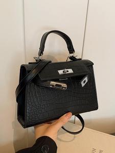 Women's Fashionable Crocodile Embossed Crossbody Bag, Casual PU Leather Shoulder Bag for Daily Used, Trendy Versatile High-quality Daily Commuting Bag