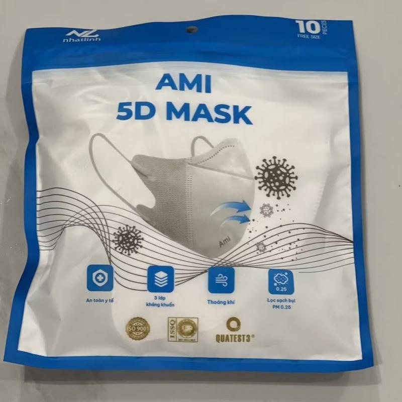 [Quà tặng không bán] Khẩu trang y tế Bio-acimin 4D KF94/ Ami 5D 4 lớp có giấy lọc kháng khuẩn, chống bụi mịn gói 10 chiếc 0