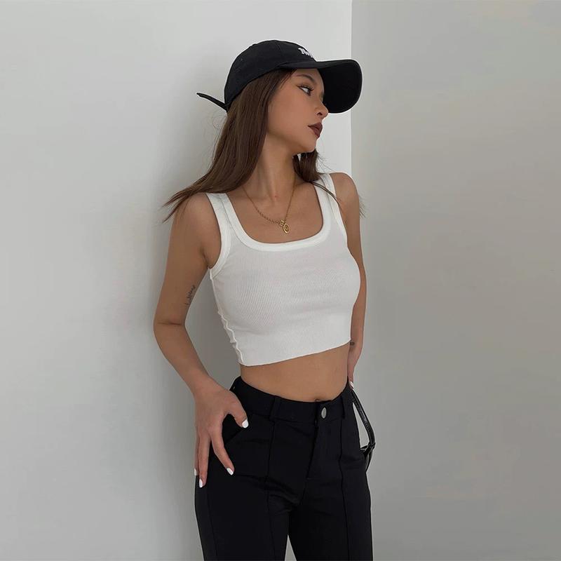 Product Introduction of Áo ba lỗ craptop nữ kiểu chữ U ôm sát hai dây bản to form basic chất thun bo gân tank top & áo quây - Coco Boutique BL66 21