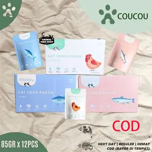 CouCou Pouch Box 12 pcs x 85gr All Life Stage Makanan Basah Kucing