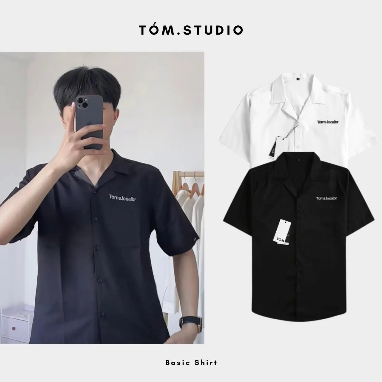 Áo Sơ Mi Thêu Toms.localbr chất lụa mango lụa thoáng mát, không nhăn, form regulafit, sơ mi tay ngắn