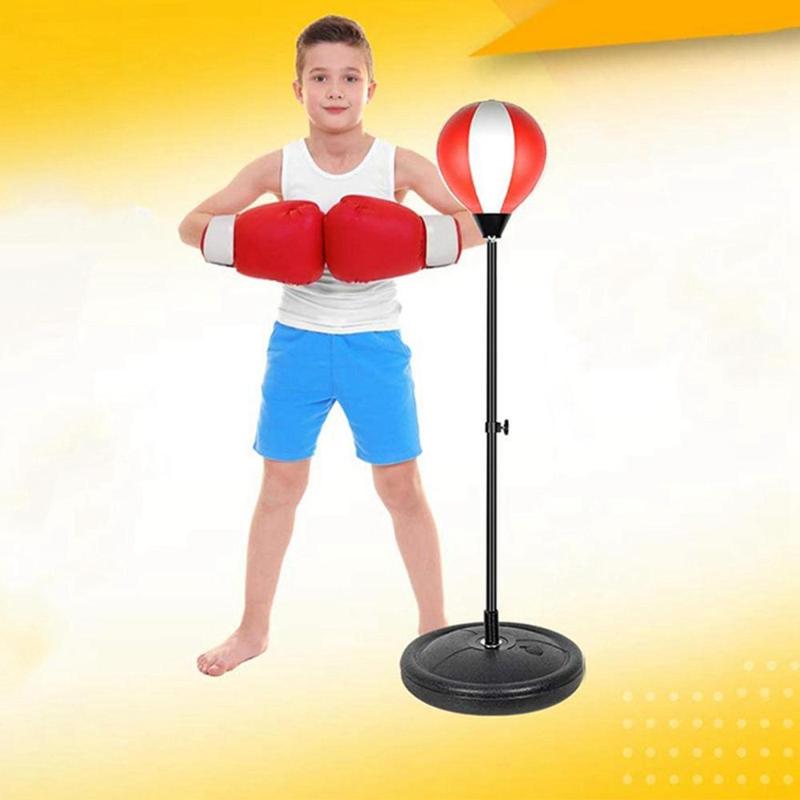 Punching Ball Bag Durable W/ Gloves Inflatable with Adjustable Stand Speed Boxing Set for Ages 7 to 14 Years Old Girls Gift Boys 5