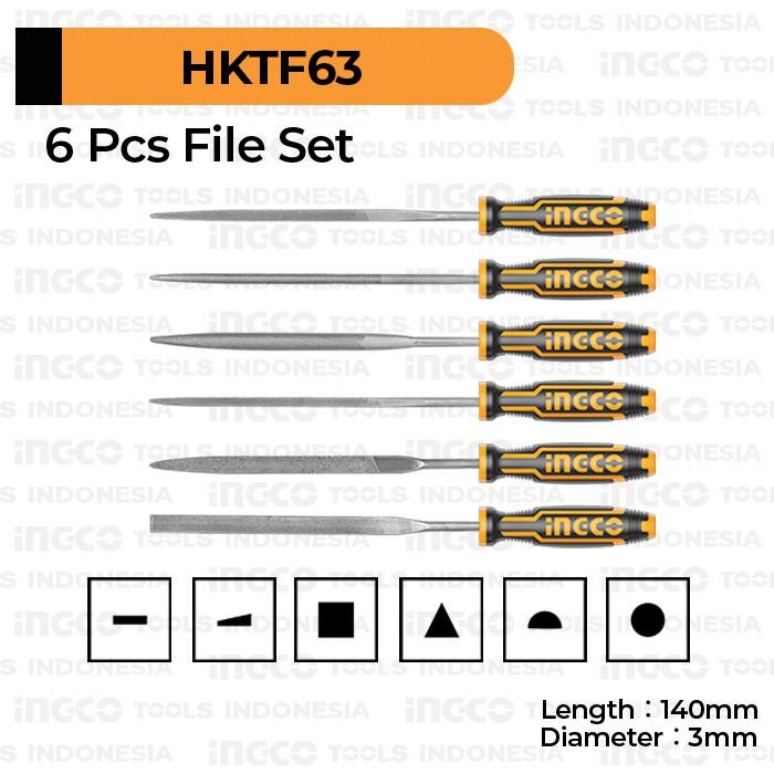Gambar 6-Pcs Mini File Set (140 mm) INGCO HKTF63 Paket Kikir Kecil Ukir Tukang Kayu Pengrajin Besi - Black and Orange, Standar dari INGCO Tools by GUNKA Kota Tangerang Selatan Tokopedia