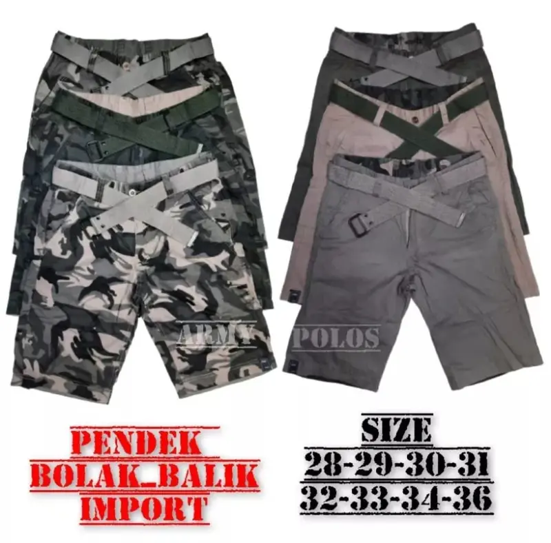 Celana Loreng Pria bisa Bolak Balik Gratis Ikat Pinggang l Clana Loreng Casual Import Standart Laki Laki Dewasa Katun Pendek Cargo Panjang Shorts 1