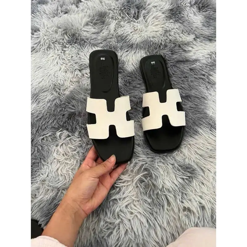 Dép H Nữ Quai Da Sang Trọng Đế Đúc Tăng Chiều Cao 2025 - Slipper, DéP no1 top trend