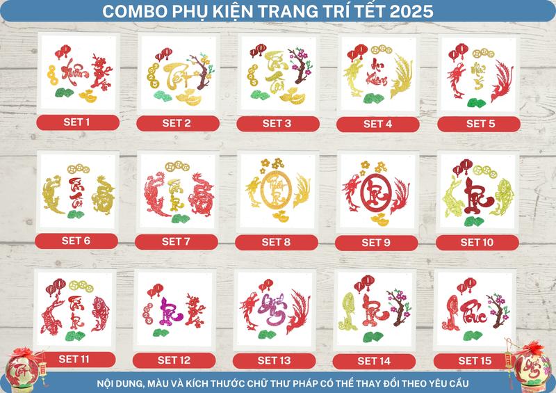 Product Introduction of [21] Combo 12cm Set 4, Set 5 Long Phụng thư pháp trang trí dừa Tết 9