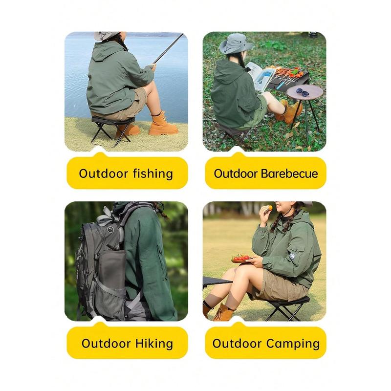 1pc Outdoor Folding Chair, Portable Stool For Outdoor Camping Travel Vacation And Fishing, Small Stool With Adjustable Zipper 5