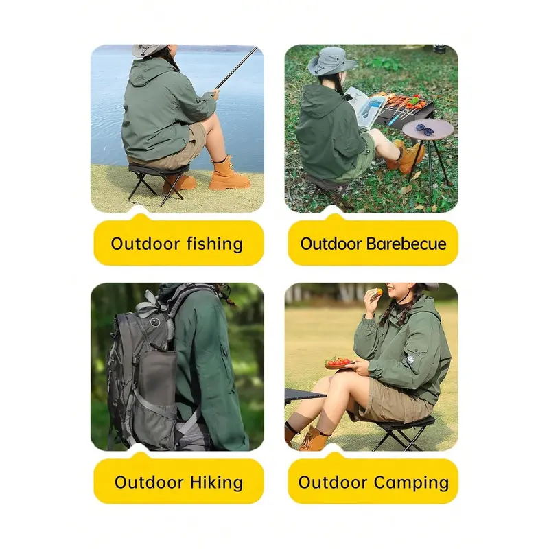 1pc Outdoor Folding Chair, Portable Stool For Outdoor Camping Travel Vacation And Fishing, Small Stool With Adjustable Zipper 5