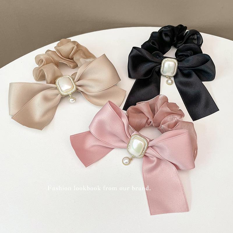 Dây Cột Tóc Nơ Đính Đá Sang Trọng Phong Cách Hàn Quốc