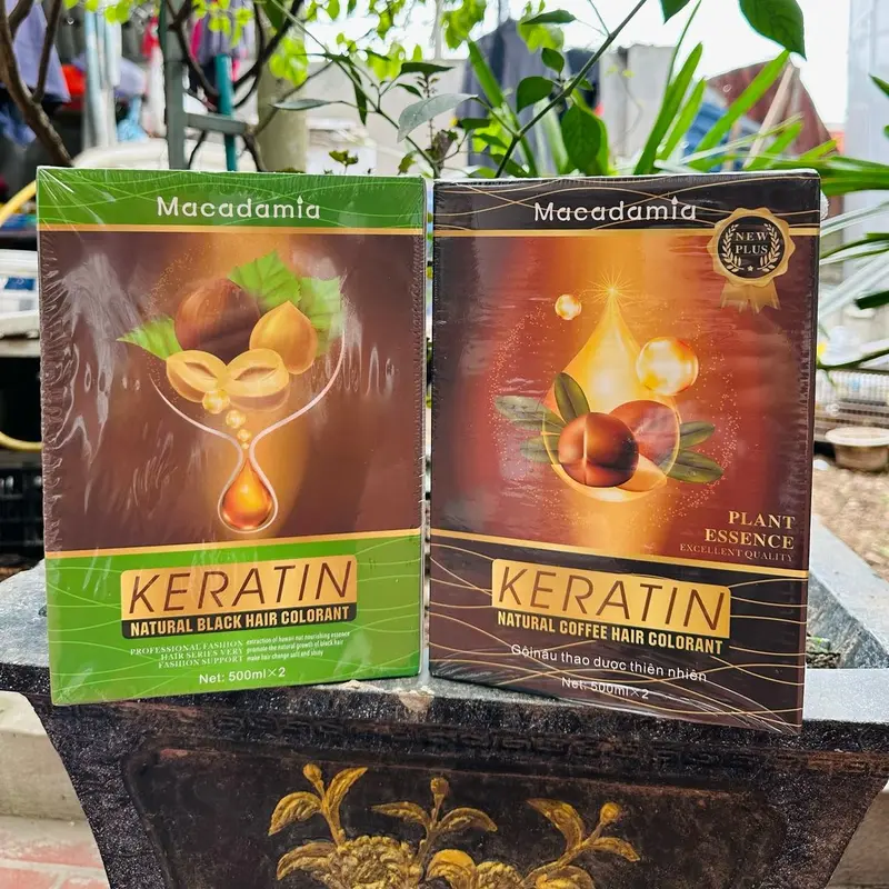 Nhuộm Đen / Nâu Macadamia 500mlx2 ( không dính da đầu) Phủ bạc không dính da đầu Nhuộm đen Keratin Nhuộm đen maca Đổi Màu Tóc Nhuộm Tóc Nữ Women Dưỡng Tóc 6