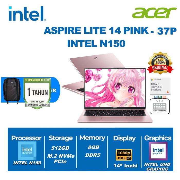 Promo Acer Aspire Lite AL14 37P - N150 Ram 8GB 256GB / 512GB SSD 14