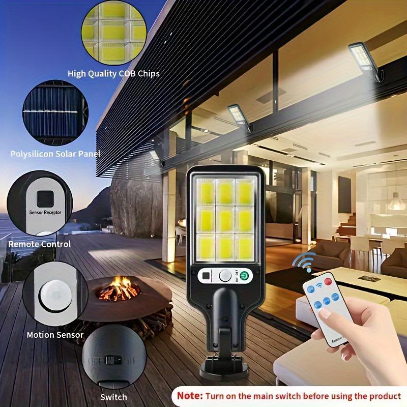 Product Introduction of Solar Powered Move Sensor Light, 4 Counts Solar Outdoor Light with Remote Control, Outdoor Lighting for Garden, Garage, Yard, Backyard 7