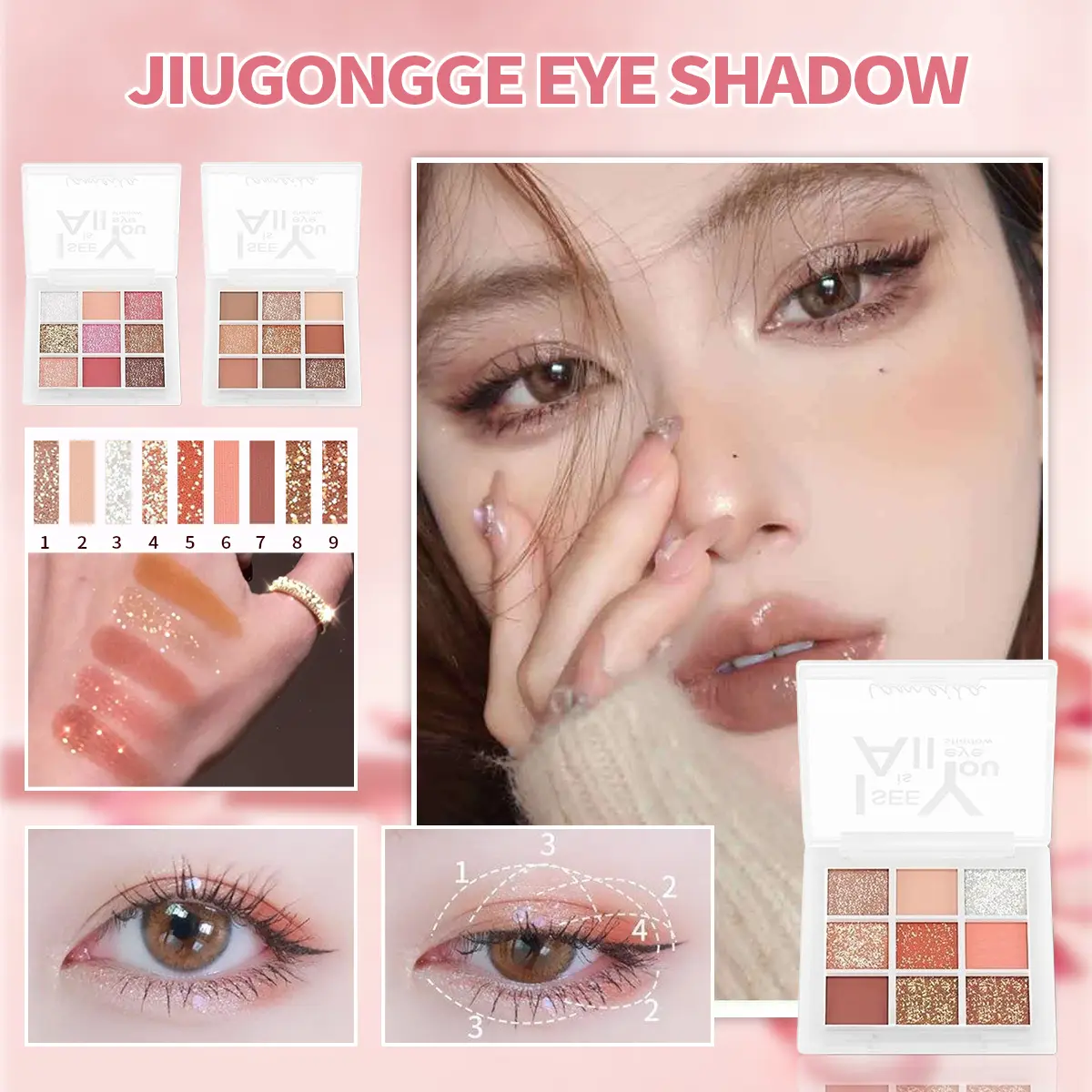 LAMEILA nine-color eyeshadow palette a tray of multi-purpose shimmering pearl matte eyeshadow palette long-lasting natural smooth color development uniformity does not fly powder earth color eyeshadow palette Makeup