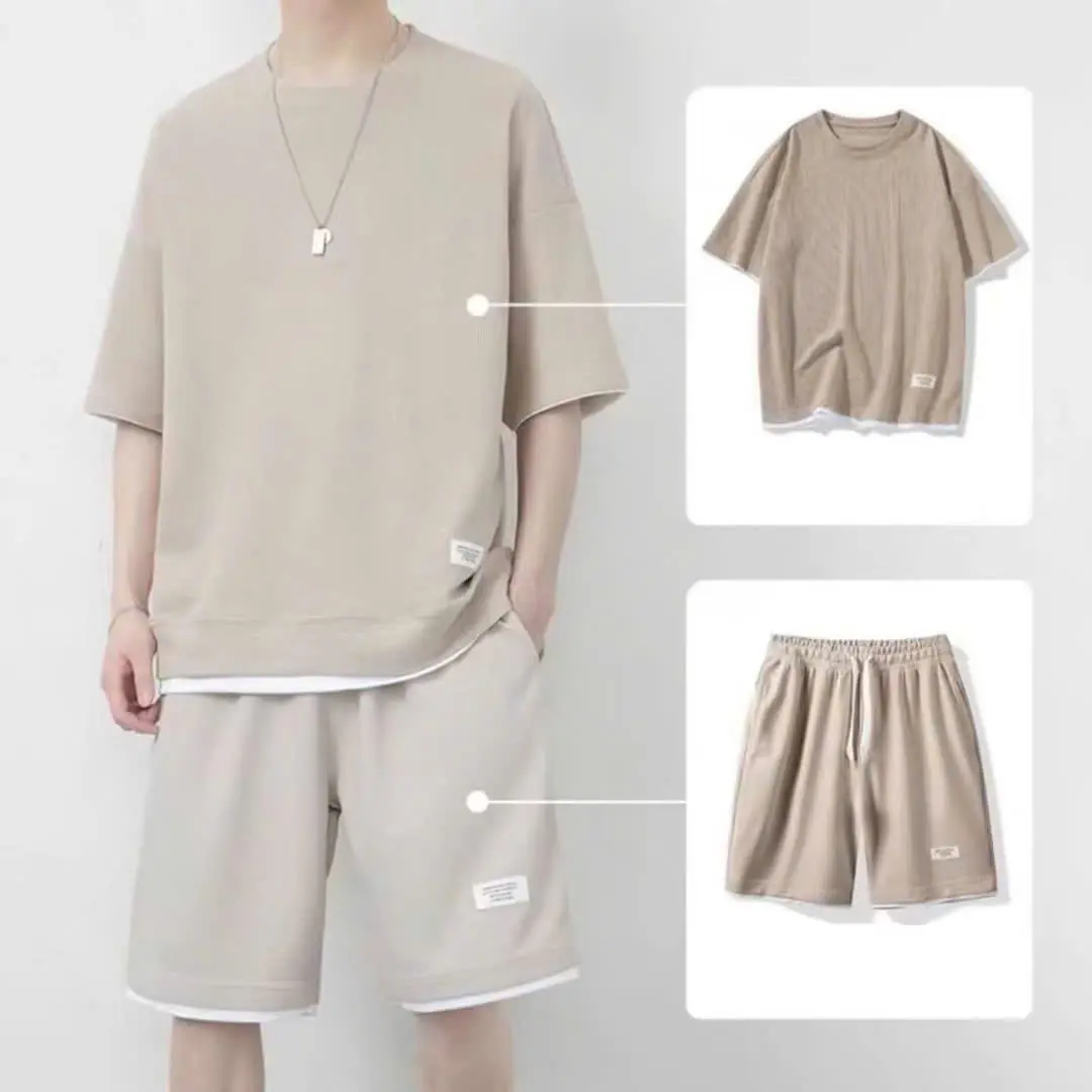 Bộ Quần Áo Cộc Tay Nam Nữ Mùa Hè Phối Layer Chất Vải Tổ Ong