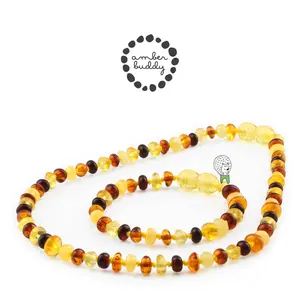 Amber Buddy | XR53M1 Kalung & Gelang Amber Bayi Multicolour Yellow Glossy - 32cm & 14cm