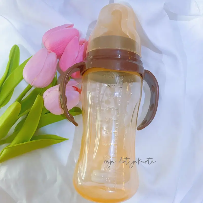 Botol susu jumbo 330ml dengan selang anti sedak sudah bpa free / botol gagang bahan tebal Bola Sedotan Accessories Bayi Minum Bottle 3