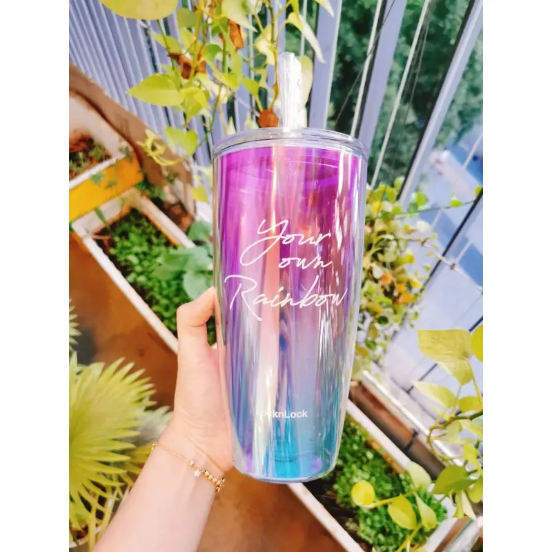 Ly Nhựa 2 Lớp Cách Nhiệt Kèm Ống Hút LocknLock HAP507 dung tích 750ml 0