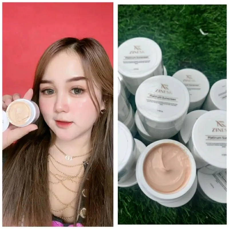 SUNCREEN ZINESK PLATINUM SEKALI OLES GLOWING - BPOM SUNSCREEN Wajah Facial Vitamin Mengencangkan Memutihkan Sunblock 5