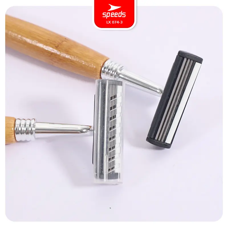 SPEEDS Shaving Kit Hotel 3 Mata Pisau Cukur Shaving Praktis Jenggot Kumis Cream Alat Cukur 074-3 7