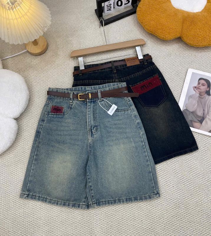 Quần Ngố thêu min thêu đỏ N2 , jeans nữ Quần bò nữ 6
