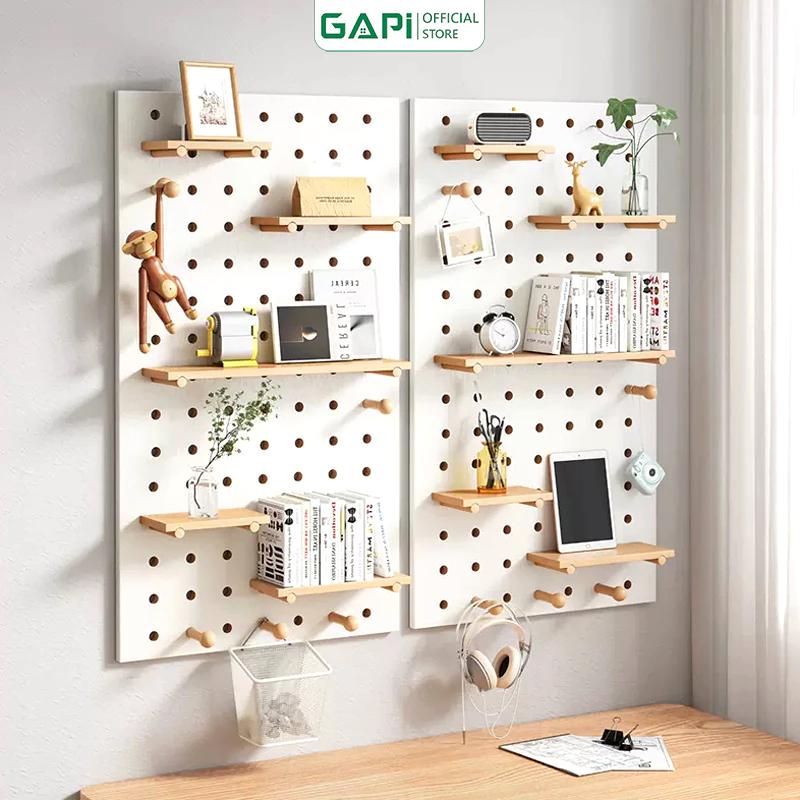 Bảng PEGBOARD Gỗ Treo Tường Kèm Móc Treo và Kệ Decor Tranh Cây Đa Năng Thương Hiệu GAPI - GP295
