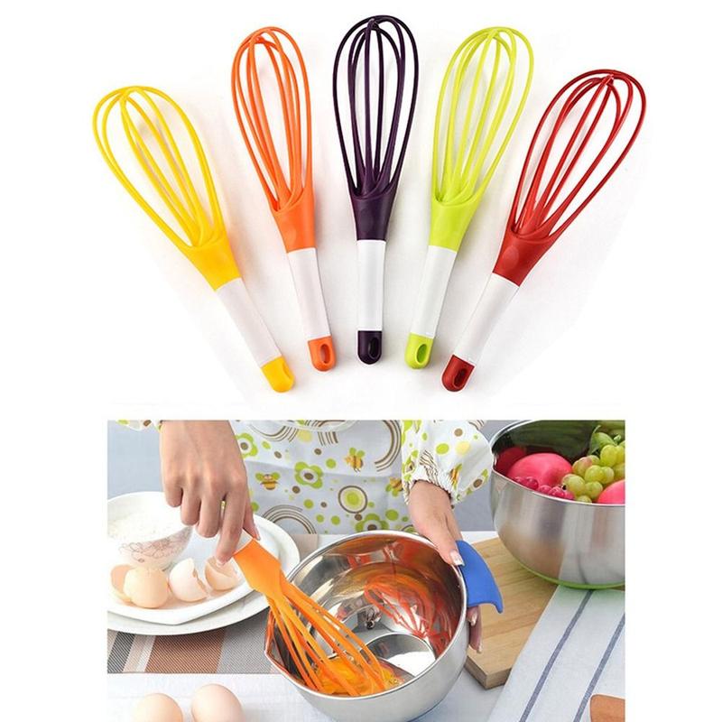 New PP Rotary Egg Beater Rotatable Stainless Steel Gravy Whisk Hanging Hole Design Kitchen Utensil for Kitchen, Cooking 1