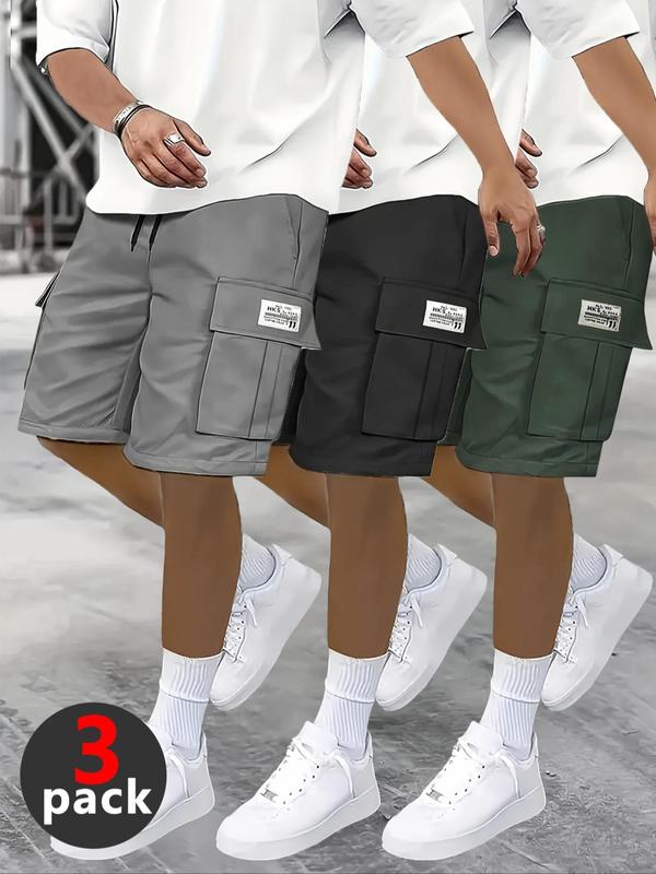 Men's Letter Patched Drawstring Waist Cargo Shorts, Regular Fit Casual Pocket Shorts for Summer, Men's Bottoms for Daily Wear 6