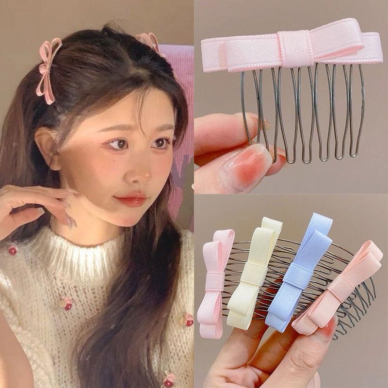 Set 2 Xược tóc lược cài tóc tạo kiểu đính nơ nhiều màu ngọt ngào cho Nữ