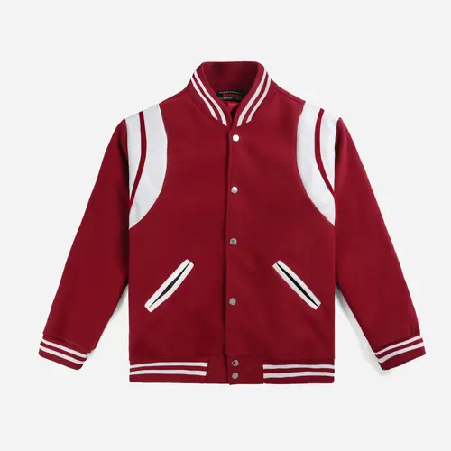 Áo khoác Varsity Teddy Đỏ Basketball form Croptop Red chất nỉ dạ 2 lớp