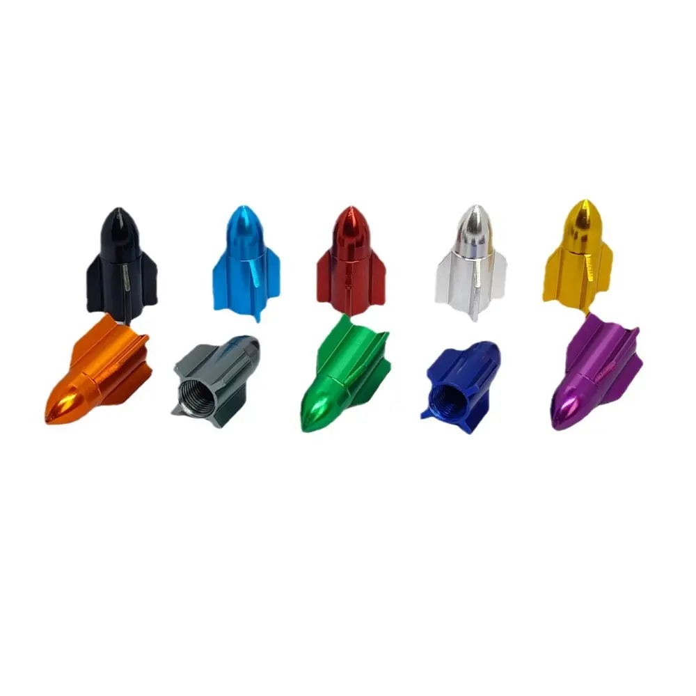 Bike Wheel Rim Valve Stem Cap Aluminum Alloy Car Tire Valve Cap Multicolor Dustproof Motorcycles Air Dust Cap Rocket Shape Universal Aluminum Tire Valve Stem Caps Truck