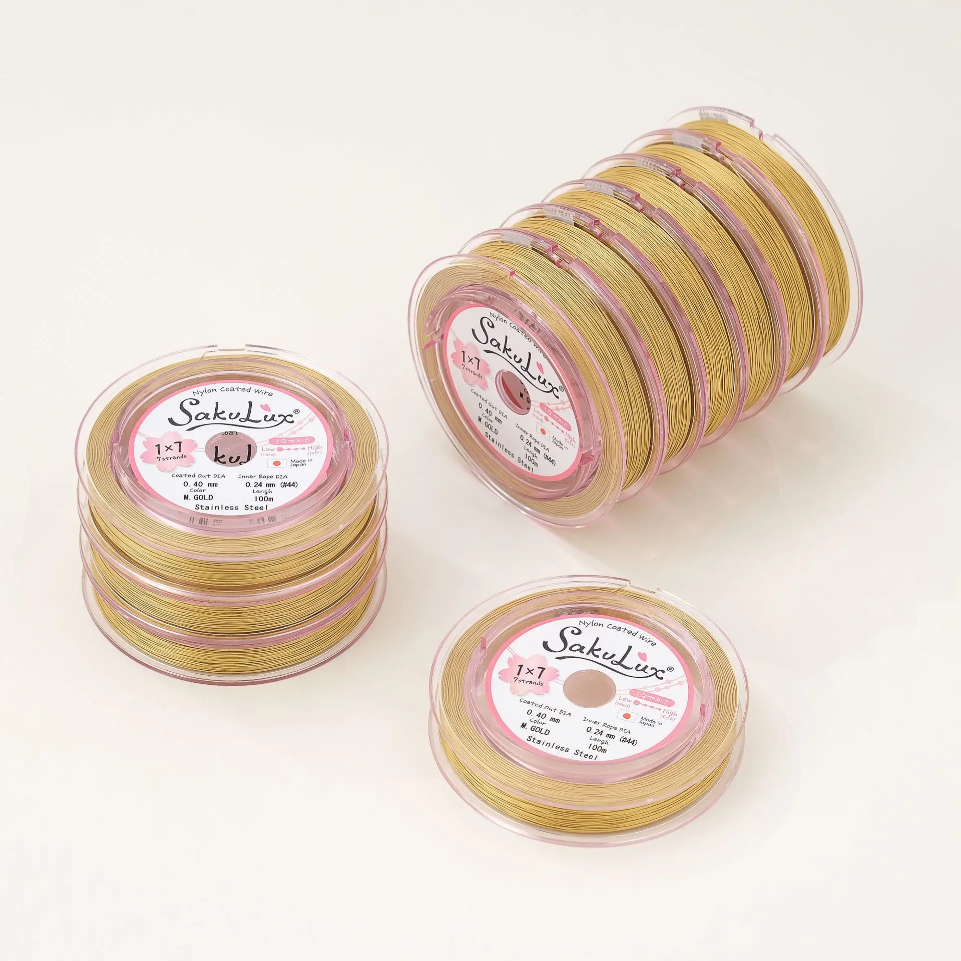 Japan SakuLux Gold Thread Soft Wire for Pearl Stringing Jewelry Steel Wire DIY Beading Accessories Necklace Earrings