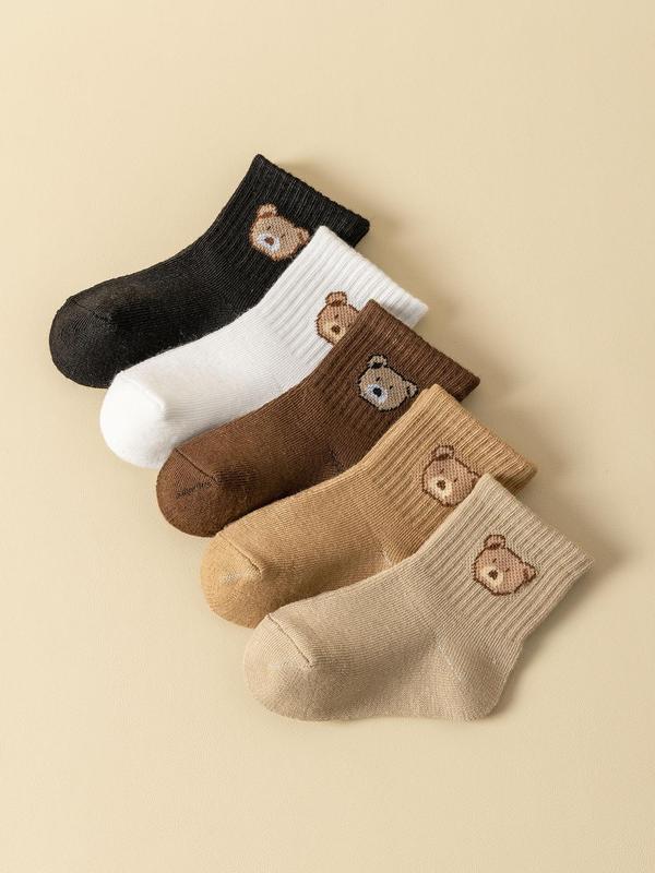 Unisex Baby's Cartoon Bear Pattern Crew Socks, Cute Comfy Breathable Socks for Infant Toddler Kids, Newborn Baby Socks,  Underwear 5
