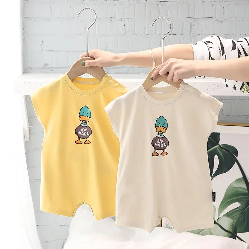 Body Đùi Hình Gấu Đáng Yêu, Bộ Liền Thân Cộc Tay Chất Thun Lạnh Thoáng Mát, Bodysuit Sơ Sinh 3-12kg