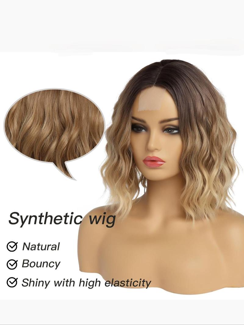 Product Introduction of 14 Inch Ombre Blonde Short Wavy Bob Wigs for Women, Gorgeous Fluffy Wigs, Synthetic Wavy Wigs for Party, Daily Use 4