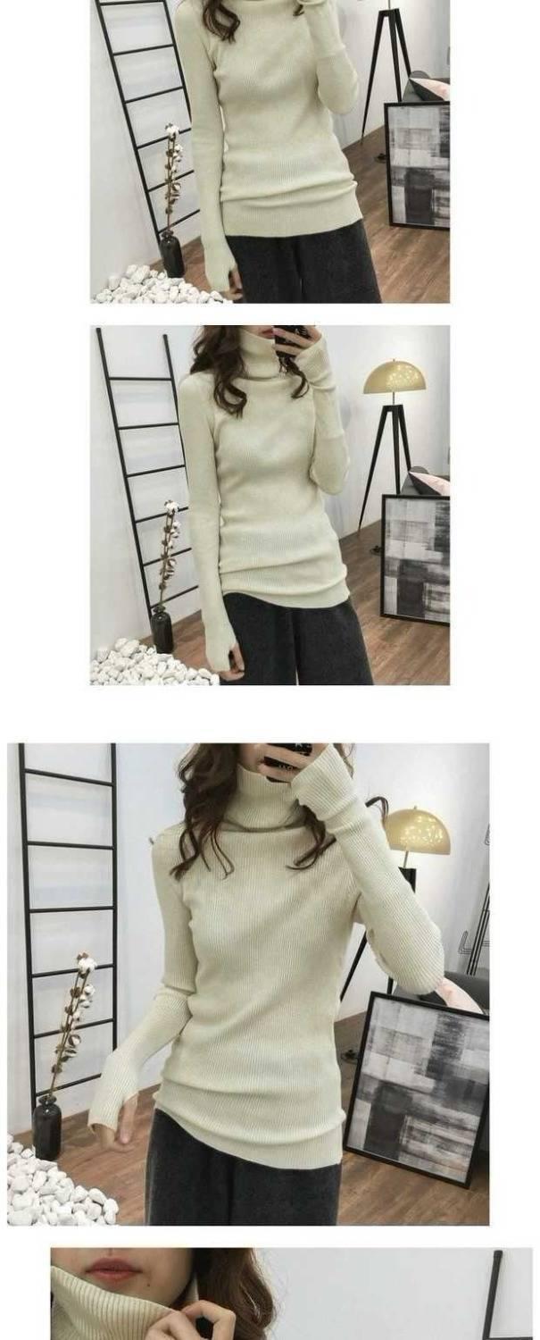 Product Introduction of Áo Len Cổ Lọ Màu Trơn Phong Cách Hàn Quốc, Áo Len Mỏng, Áo Len Mỏng, Áo Dưới 7