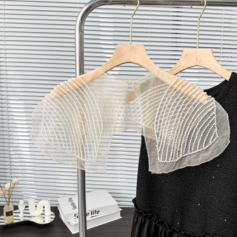 New Organza Embroidery Women's Lace Collar Fake Collar Lace Up Shawl Dingzhu Shawl Collar Dress Blouse Decor 5