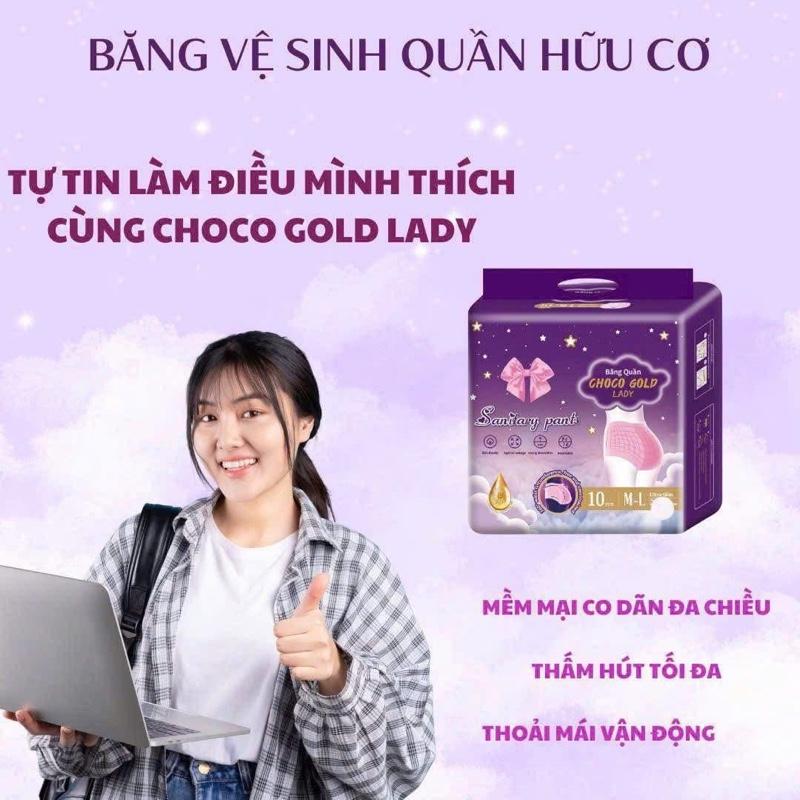 Product Introduction of Băng vệ sinh quần choco gold lady túi 10 miếng. Freesize từ 40-80kg 4
