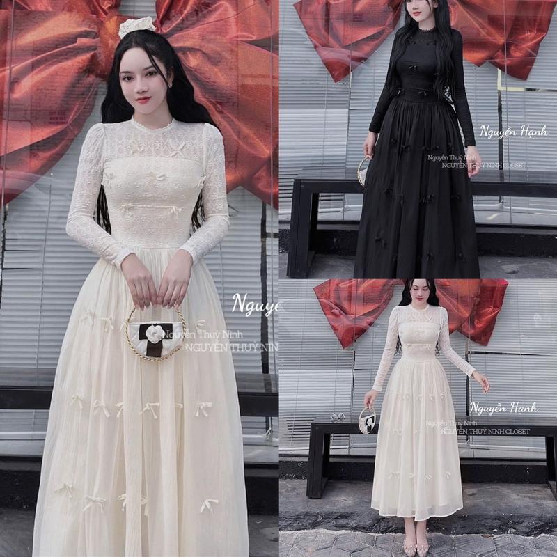 váy maxi đính nơ xinh HN2525 0