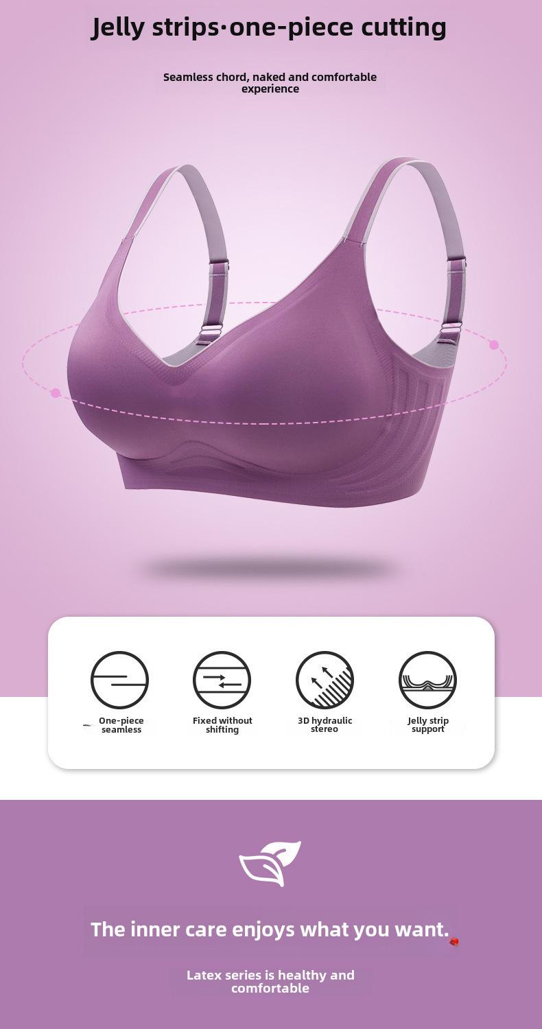 Product Introduction of Color Block Gradient Seamless Bra for Women Small Chest Push-Up Latex Adjustable Wireless Sports Bra skims  bra 3