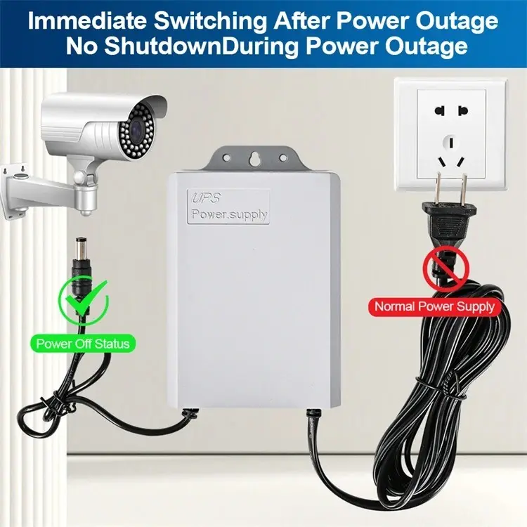 Sumber Daya Tak Terputus UPS Kehidupan Baterai Kamera Pemantauan Luar Ruangan Kecil 12V-2A 3M 1