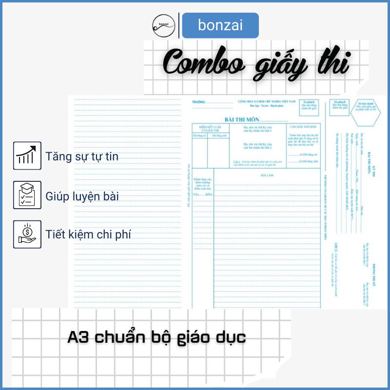 Combo Giấy Thi Đại Học, Giấy Thi Chuẩn Bộ Giáo Dục Khổ A3 Dùng Viết Luyện Thi.