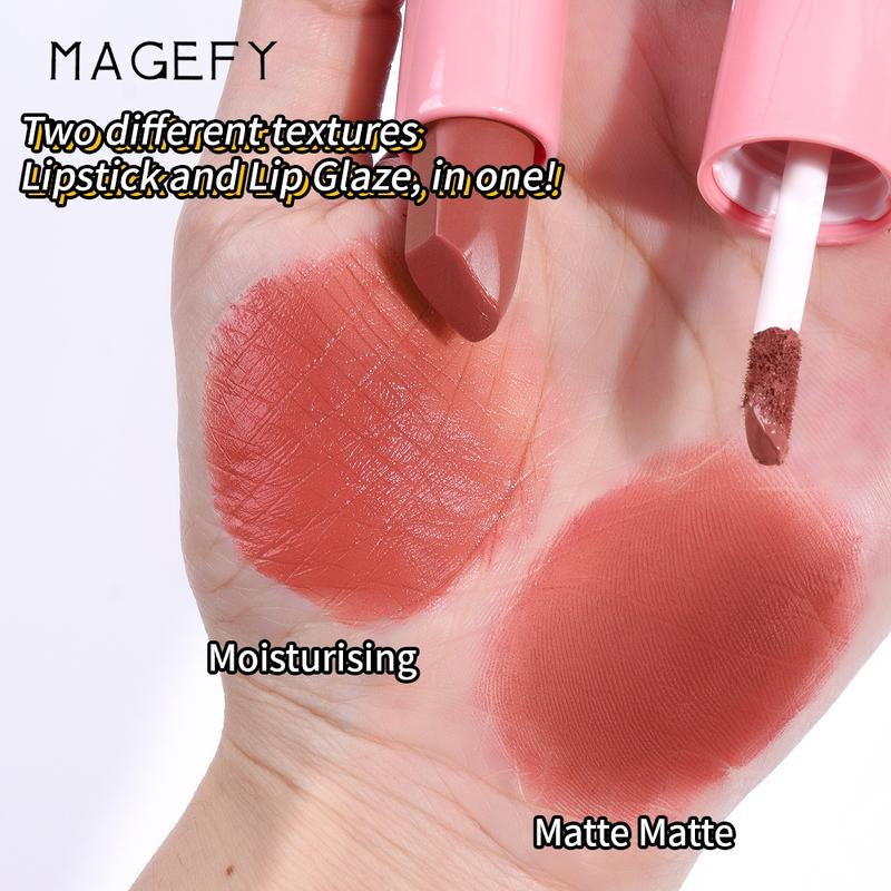 【CUCI GUDANG】MAGEFY 2-IN-1 Lipstik  / Matte Liquid Lipstick / Lip Lembut Tahan Lama Pelembab Pigmentasi Tinggi 12 Colors 8016 2