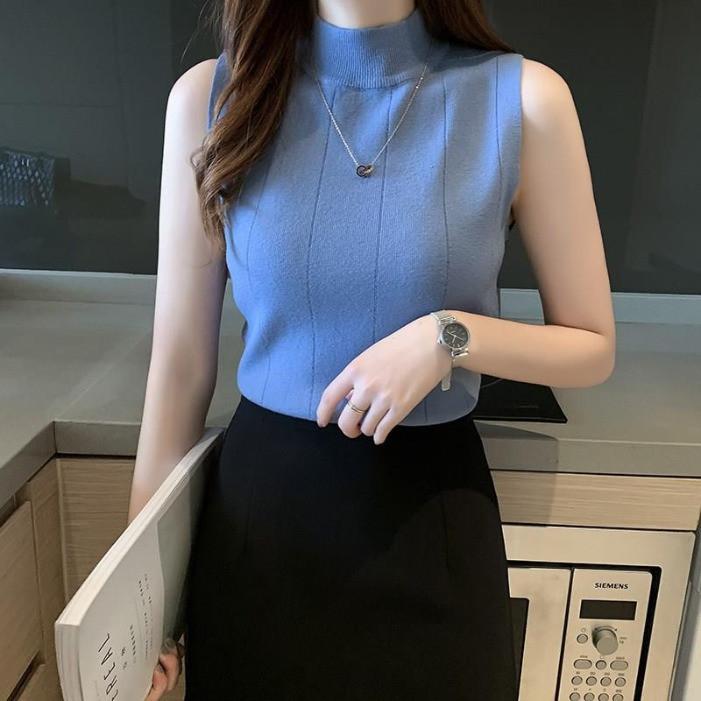 Product Introduction of Đồ Len Không Tay Cao Cổ Nửa, Phong Cách Hàn Quốc, Dành Cho Nữ, 11 Màu, Thích Hợp Cho Mùa Hè 2024, Mỏng Vừa Vặn, Áo Lớp Nền Áo Vest Bên Trong, Áo Ngắn, Hàng Mới Về Women Top Thun Dáng Ngắn 16