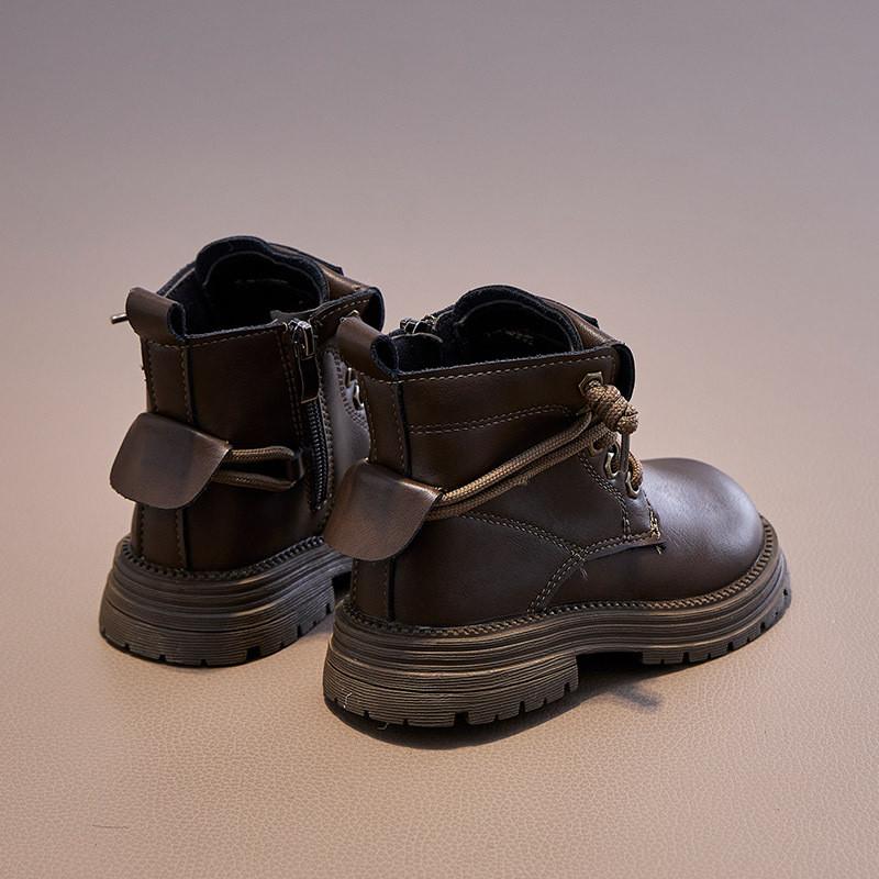Product Introduction of 2024 Children Short Boots for Girls Autumn New Fashion Korean Style Soft Thick Bottom Anti-slippery Versatile Chic Leather Shoes 12