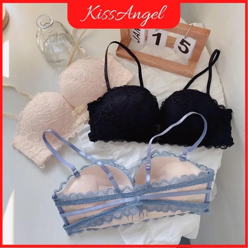 Bra Kancing/ pengait depan sexy busa tebal push up tanpa kawat Bh Kancing Dewasa  Seamless  Wanita  Motif