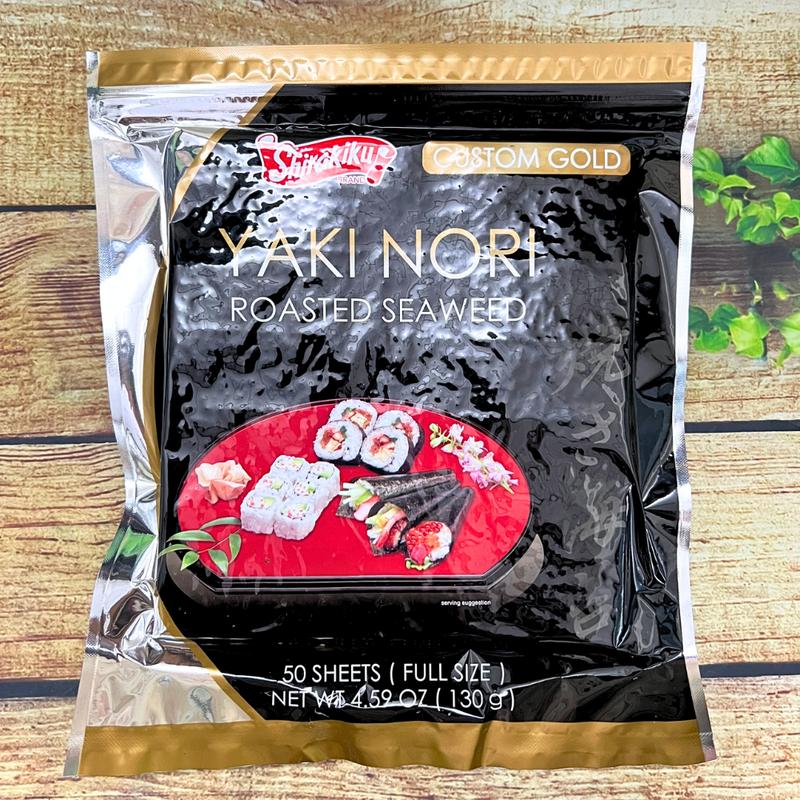 [50 Lá / Gói] Rong biển cuộn cơm Sushi, Kimbap (Gimbab) Yaki Nori Custom Gold 130G