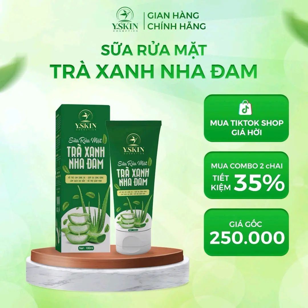 sữa rửa mặt trà xanh nha đam (tặng 1m mặt nạ thạch thủy tinh)