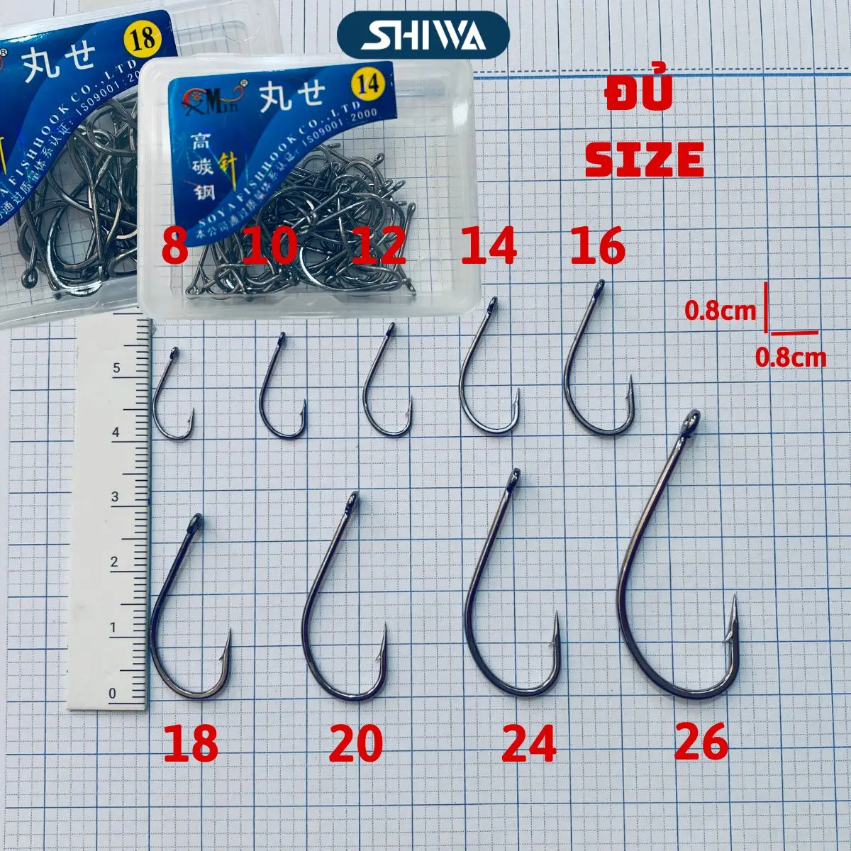 Lưỡi Câu Cá Xinmin ĐỦ SIZE 6-26 Chất Liệu Thép Không Gỉ - Lưỡi Câu Đơn Câu Cá Chép, Rô Phi,... SHIWA Bắt Cá Đi Câu