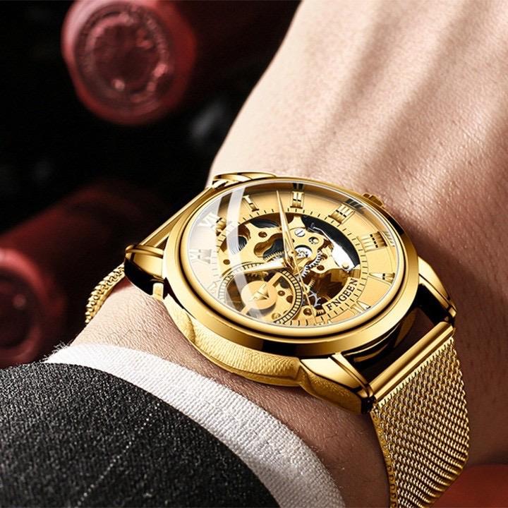 Đồng hồ cơ CF13 DẠ QUANG, mặt kính vòm dày gấp 2 lần, biết đổi màu theo ánh sáng, FNGEEN full box hộp chính hãng.