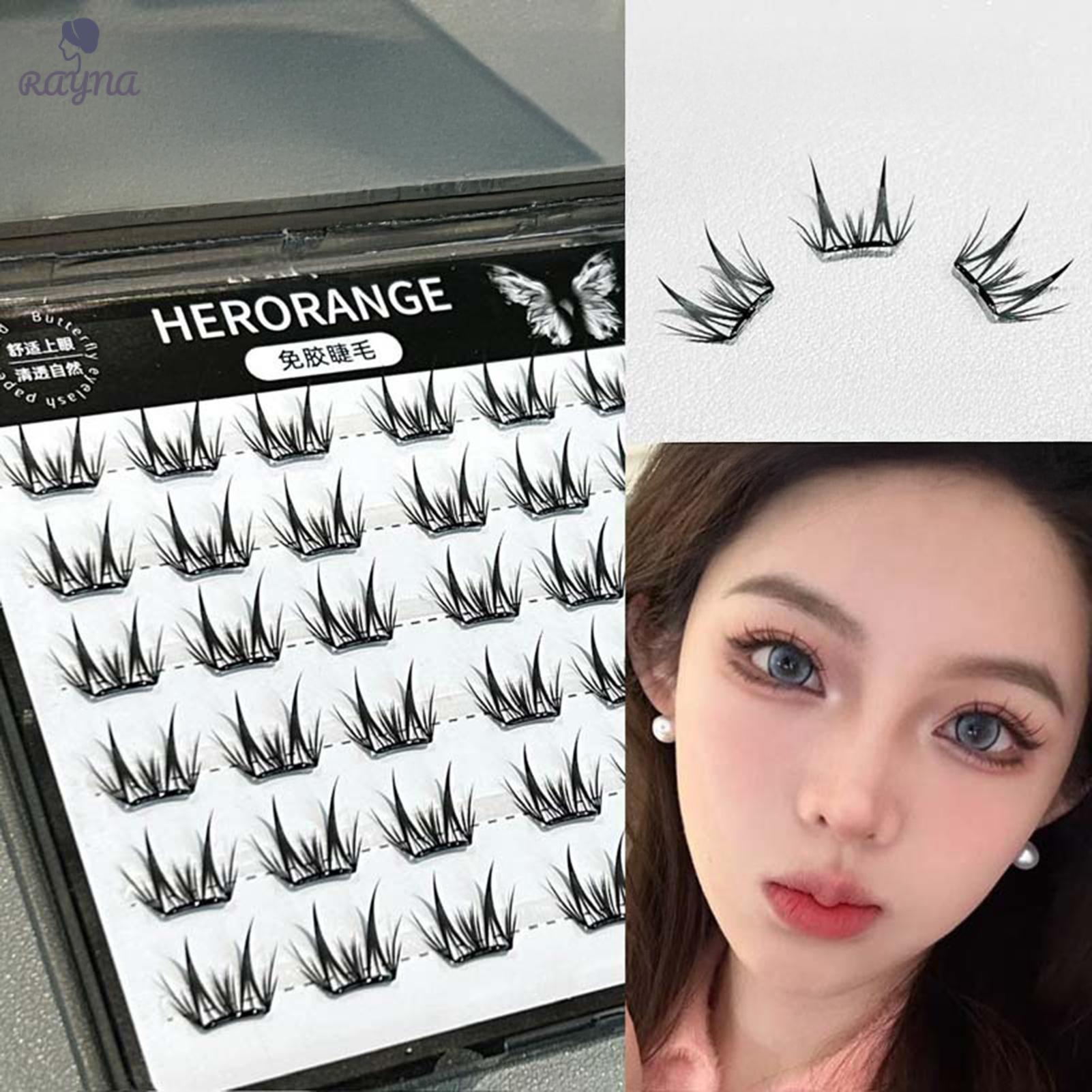 RAYNA  Bulu Mata Palsu Berbentuk Hati Tanpa Lem - Tebal, Melengkung, Tersegmentasi - Bulu Mata Alami